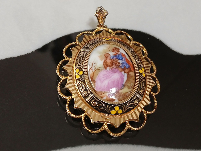Vintage Victorian Couple riipus Fragonard Porcelain