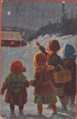 E Åberg Äiti ja lapset katsovat tähtitaivasta - kulk v 1910