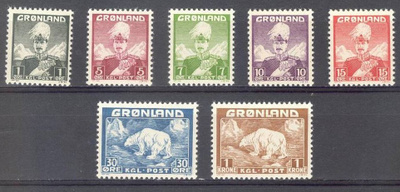 (S0290) GREENLAND, 1938 (Definitives). Mi ## 1-7. MNH**