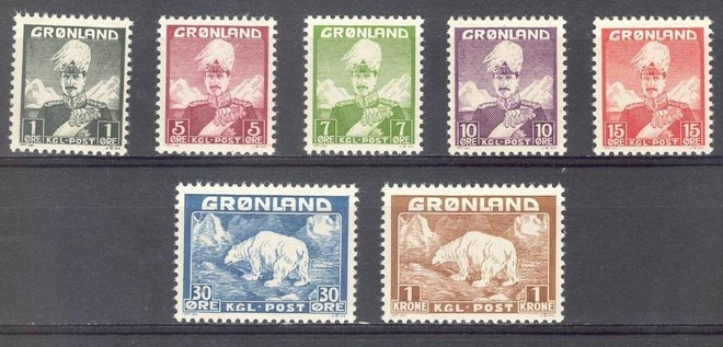 (S0290) GREENLAND, 1938 (Definitives). Mi ## 1-7. MNH**