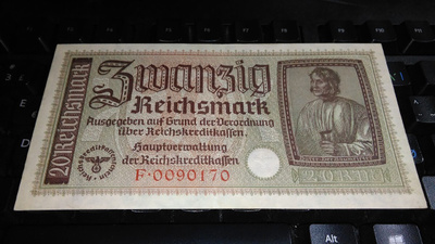 Germany Saksa 20 Mark 1940-45 P139 XF