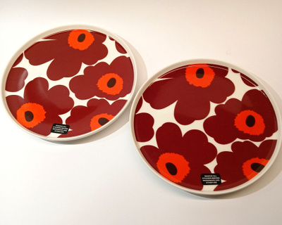Marimekko Unikko lautanen 20 cm viininpun-pun-valkoinen 2kpl