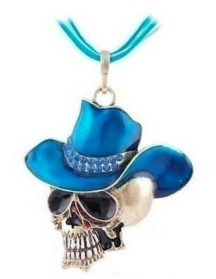 1220 .. Men's Blue Cowboy-Crystal Hattu Kallo .. Kaulakoru