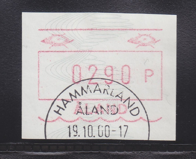 Åland Frama 1990 ATM Å4 2,9 mk loistoleimalla.