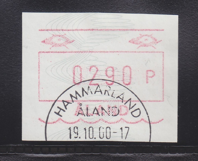 Åland Frama 1990 ATM Å4 2,9 mk loistoleimalla.