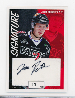 2022-2023 Cardset SM-Liiga Signature Juuso Puustinen /100