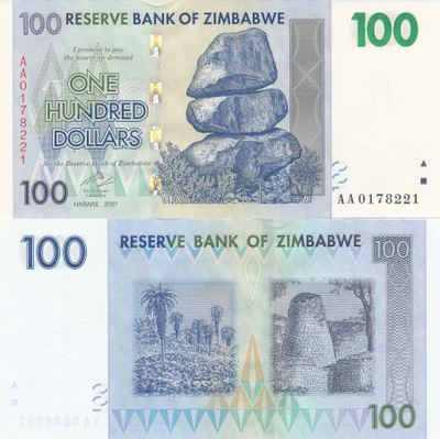Zimbabwe 100 Dollars 2007 P69 #710