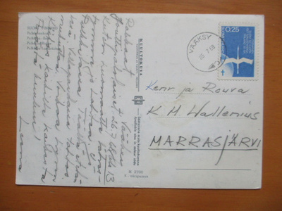 1968 Vääksy kortti os  Kurt Wallenius perh Marrasjärvi
