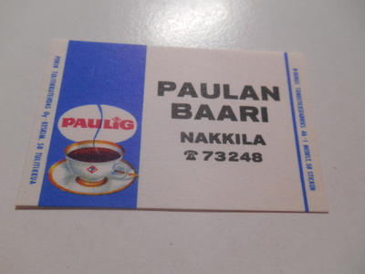 TT Etiketti Paulig Paulan Baari Nakkila