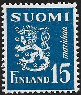 1948 M-30 Leijona 15 mk sininen ** Lape 352 c VSP Lm 6