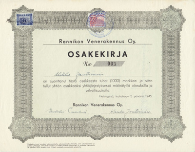 OKK 1945 Rannikon Venerakennus Oy nro 003, Helsinki