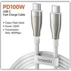 USB C - USB C - valkoinen punottu PD 100W kaapeli /1m #28224 - pikkukuva 1