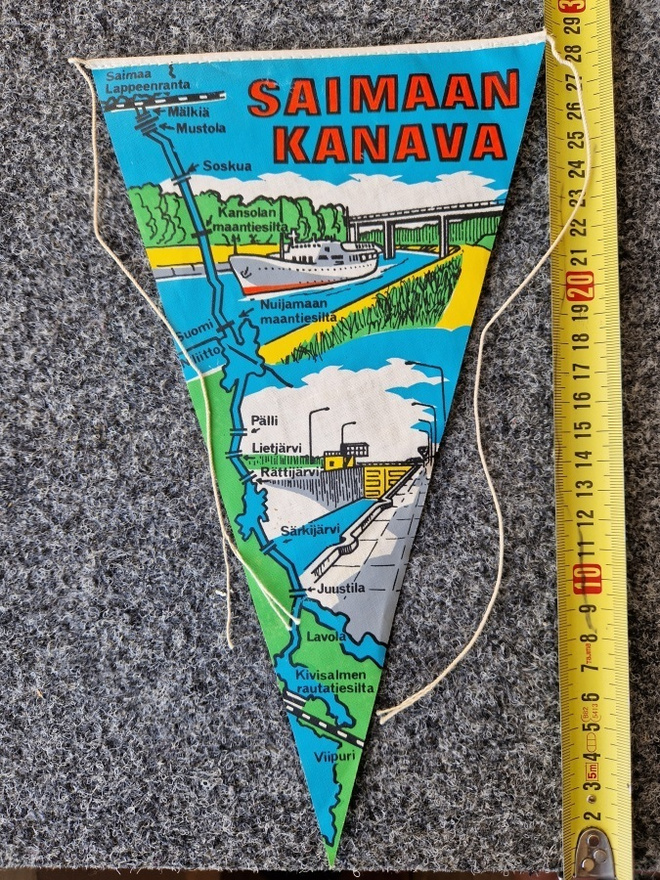 Saimaan kanava vintage iso matkailuviiri hieno