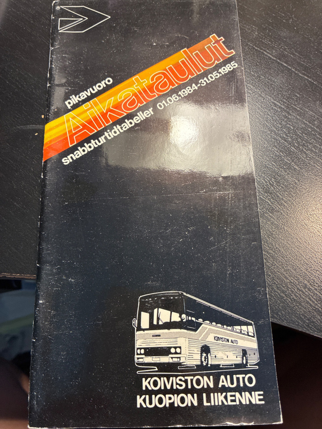 Aikataulut Koiviston auto Kuopion liikenne 1984-1985