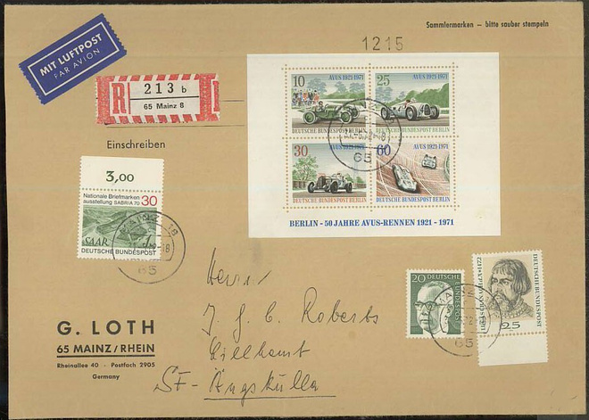 Berlin Mi Bl 3 ym R-kirje Suomeen