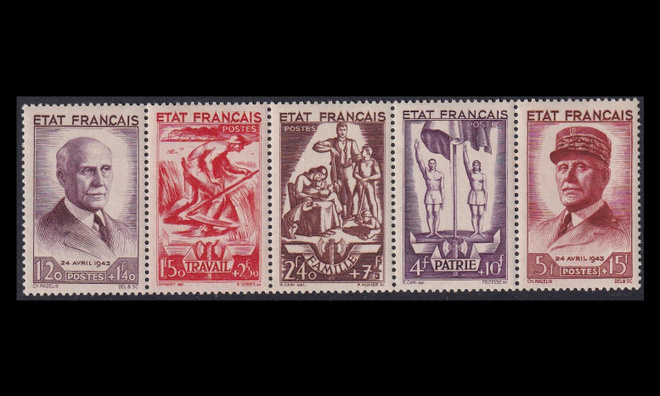 Ranska 589-93fs ** Marsalkka Pétain 87v (1943)