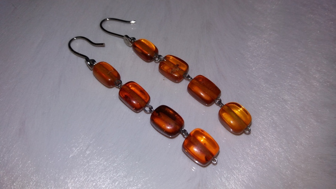 Vintage meripihka amber pitkä korvakorut