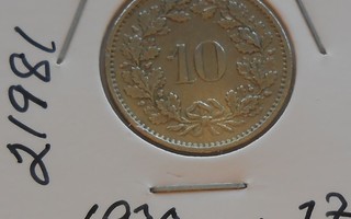 SVEITSI  10 Rappen  v. 1970  KM#27  Circ