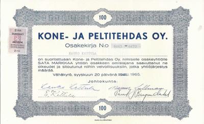 OKK 1965 Kone. ja Peltitehdas Oy Vähäkyrö