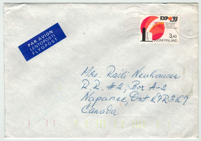 1992 EXPO92 kirje Kanadaan