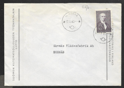 Postil. - Cygnaeus 1960 (LAPE 527) Tampere 17.10.60