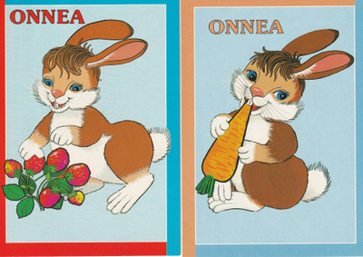 P Koskimies : Pupu Tupuna 2 eril. Onnea!-korttia. Kulkeneet