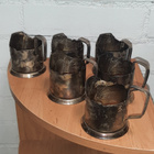 Metallinen lasinpidike USSR 6 kpl podstakannik - pikkukuva 3