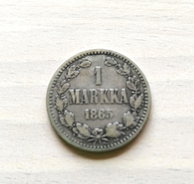 1 markka (hopea) 1865 ja Half Penny 1920