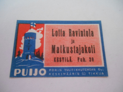TT Etiketti Puijo Lotta Ravintola ja Matkustajakoti Kestilä
