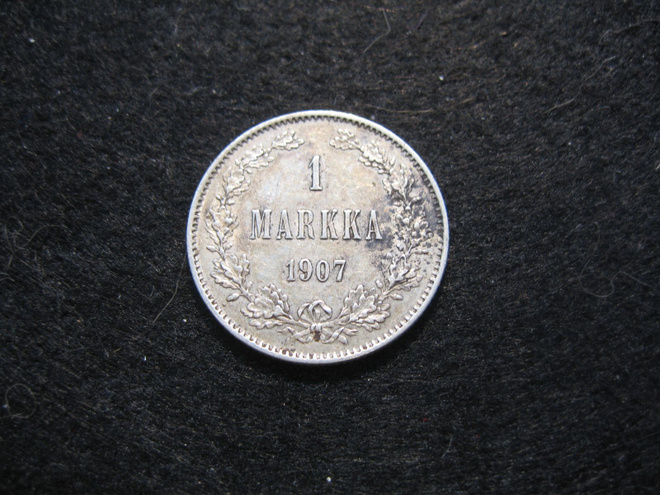1 markka 1907 - hopeaa