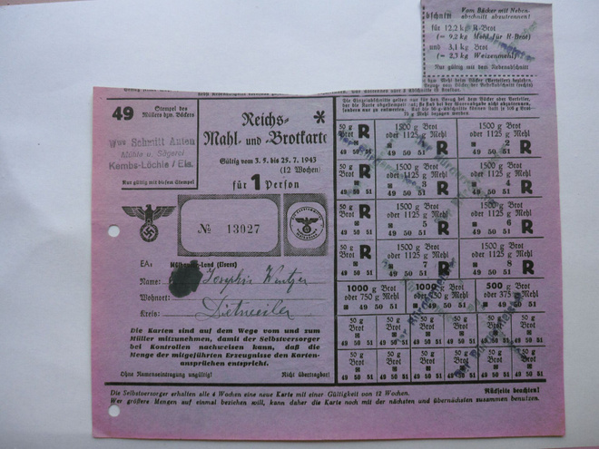 Natsi-Saksa ostokortti v.1943