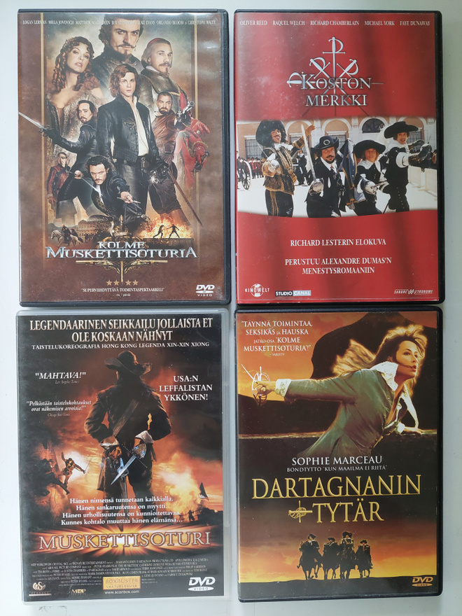 Muskettisoturit- leffoja 4 kpl  DVD  10€