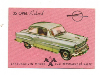 Kahvilappu AAA n:o 35 OPEL Rekort
