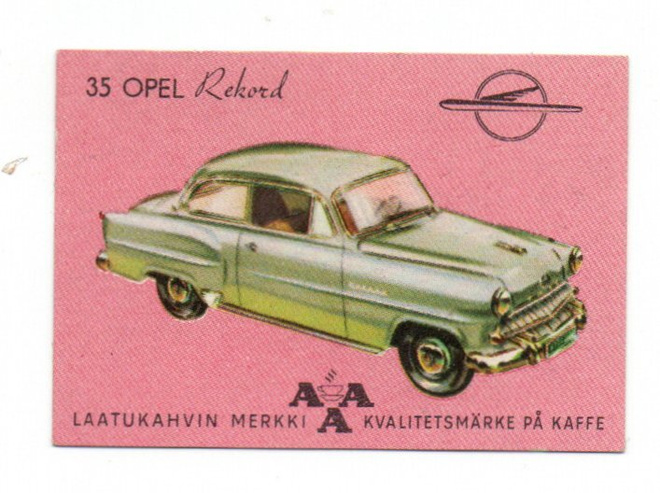Kahvilappu AAA n:o 35 OPEL Rekort