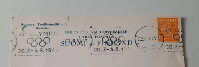 Olympialeima 20.7.-4.8.1940+sensuurileima,Helsinki 2/5.1940