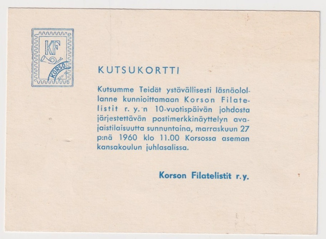 Vantaa: Korson filatelistit - kutsukortti