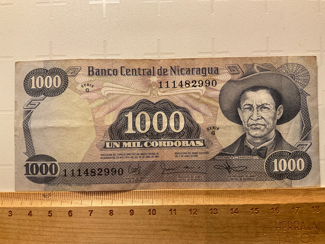 Banco Central de Nicaraqua 1000 Cordobas 1985