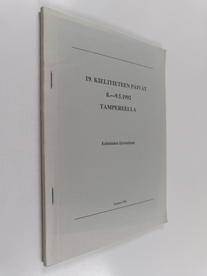 19. kielitieteen päivät 8.-9-5.1992 Tampereella : esitelm...