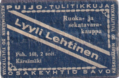Kärsämäki, Lyyli Lehtinen, Puijo.   s61