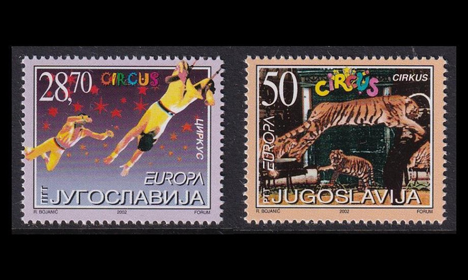 Jugoslavia 3076-7 ** Europa sirkus (2002)