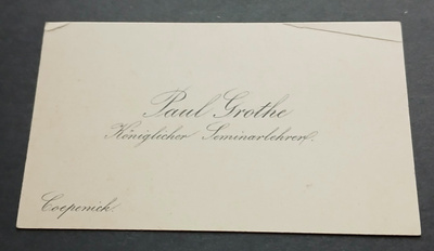 Paul Grothe , Königlicher Seminarlehrer , käyntikortti