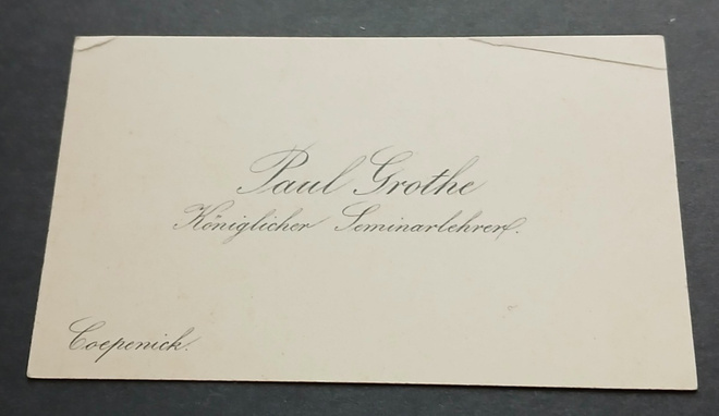 Paul Grothe , Königlicher Seminarlehrer , käyntikortti