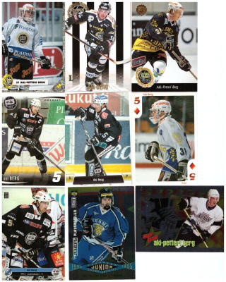 9 x AKI BERG TPS, Kings, Team FIN sis. 2 x ErikoisKortti