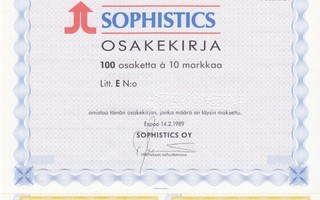 OKK 1989 Sophistic Oy spec, Espoo osakekirja