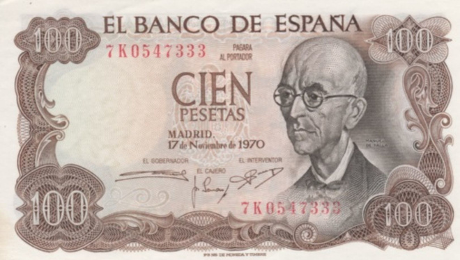 (B0081) SPAIN, 1970 (1974). 100 Pesetas. P-152a. aUNC (AU)