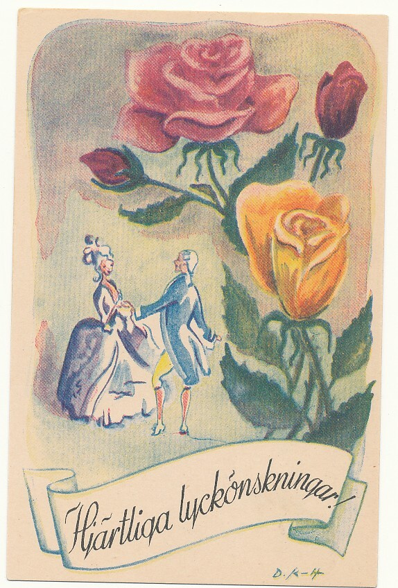 Dorothy Kleile-Lindholm - Ruusuja ja tanssiva pari