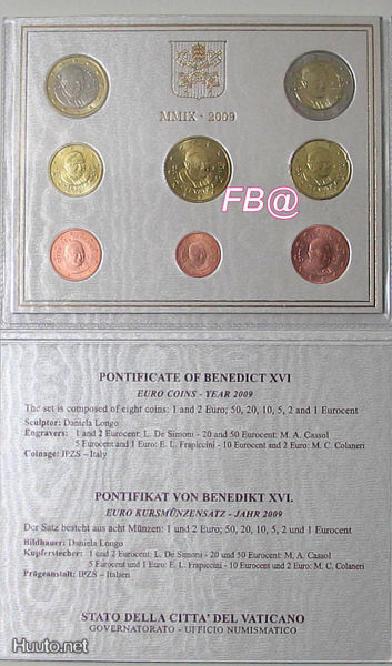 2009 VATIKAANI 1c- 2euro BU KANSIOSSA