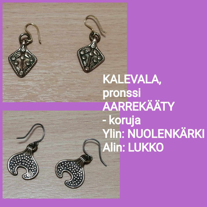 KALEVALA AARREKÄÄTY -korvakorut, pronssi , 2 paria