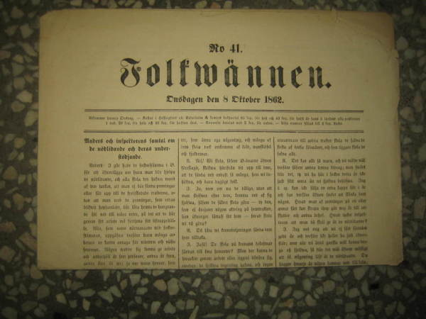 Sanomalehti: Folkwännen 8.10.1862