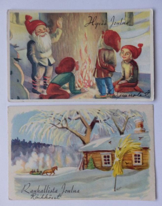 2 kpl Joulukortteja, Piirt. Gunnar Forsström